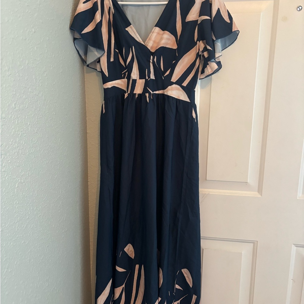 Elegant Navy and Beige Women's Dress